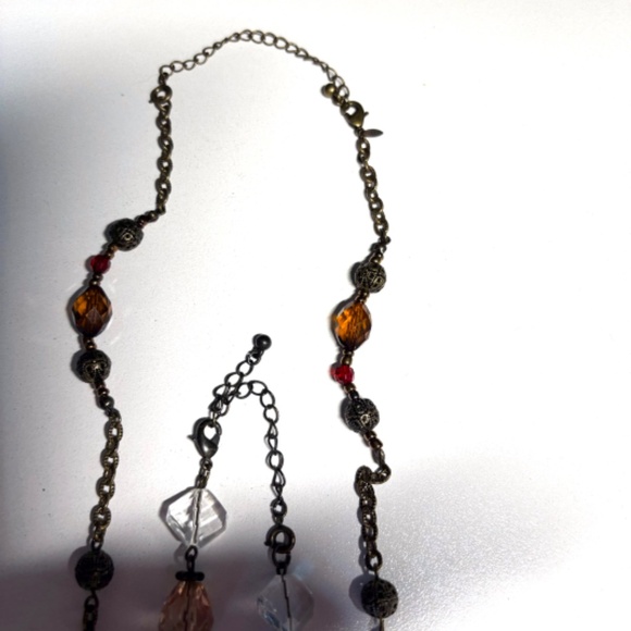 2 sets of matching necklaces with geometric beads, earrings and bracelet - amber - Picture 4 of 9
